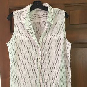 White with black polka dot sleeveless